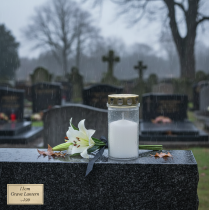 Product Grave candles, white and gold, Ø5.5cm, H11.5cm, 24 hours, 12 pieces