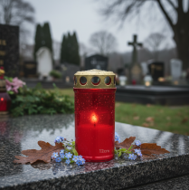 Product Weatherproof grave candle, creates a luminous atmosphere at memorial sites for mourners, 12cm, 12 pieces