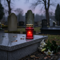 Product Grave candle for autumnal grave decoration for All Saints' Day and the commemorations of the dead, 13cm, 8 pieces