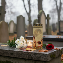 Product Grave candle angel grave candle with mourning light motif Ø6cm H15.5cm