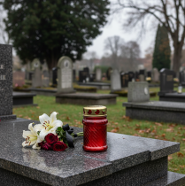 Product Windproof grave candle with decoration for long burning time at the grave, 11cm, 12 pieces