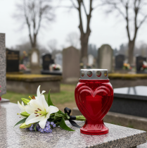 Product Grave candles red heart mourning light memorial light 9×8×15cm 24h 4 pcs