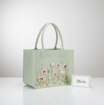 Product Felt bag with floral motif, ideal for decoration with artificial flowers and gift ideas, 38cm