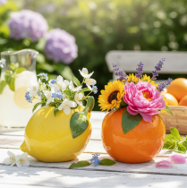 Product Citrus vase, orange and lemon, as an extravagant home accessory, summer decoration, 10cm, 2 pieces