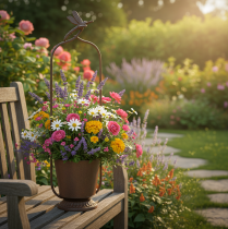 Product Vintage planter with trellis, dragonfly design, metal, Ø16/H62cm