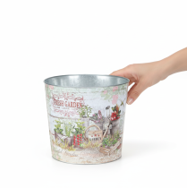 Product Round metal planter/flower pot Fresh Garden H21cm