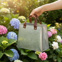 Product Decorative bag, silver, white, brown, metal, plant pot, L22cm, 2 pieces