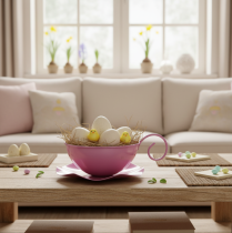 Product Metal mug Ø16cm H9cm Decorative mug with saucer Pink 2pcs