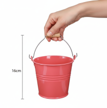 Product Metal bucket flower pot pink handle 20x17.5x16cm 2pcs