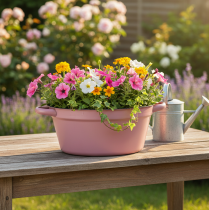 Product Bucket with handles, metal planter, pink, Ø22.5cm, H10.5cm