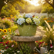 Product Metal bowl with stars and handles, green, Ø20cm, H11.5cm