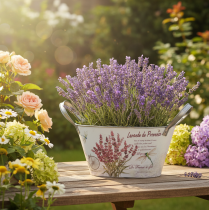Product Oval metal flower bowl with handles, lavender, 32×15×15cm