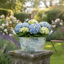 Product Flower bowl with handles, hydrangea design, metal, 26×13×14.5cm