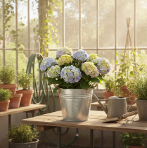 Product Metal flower pot with handles, decorative bucket, Ø16cm H15cm