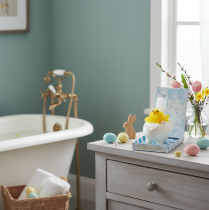 Product Easter chick decoration, chenille chick in the bathtub, yellow, 9cm