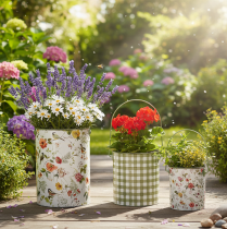 Product Vintage decorative metal plant pots, Ø18/15/12cm, set of 3