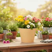 Product Metal planter, pastel orange, Ø20cm H16cm