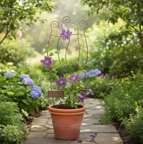 Product Metal garden trellis with curved design for climbing plants, 110cm