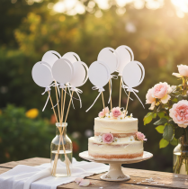 Product Flower stick bouquet decoration cake topper balloon white 28cm 8 pcs
