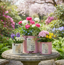 Product Flower pot set for balcony and garden, planter box decoration, vintage style, 15cm, 3 pieces