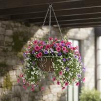 Product Basket metal for hanging metal decoration white grey Ø24cm H19cm