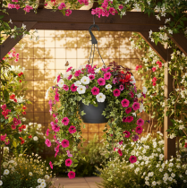 Product Hanging flower basket anthracite plant pot for hanging Ø25cm H50cm