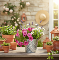 Product Zinc pot with rope handles Ø14.5cm H13cm
