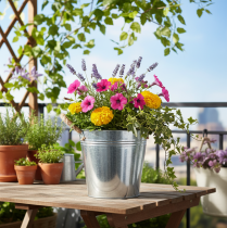 Product Glossy metal bucket with rope handles, Ø22cm