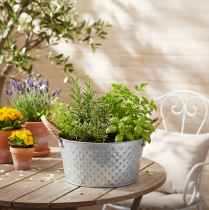 Product Round zinc bowl with rope handles Ø28cm H16cm