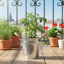 Product Glossy metal bucket with rope handles, Ø18cm