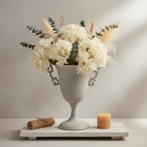 Product Vintage metal trophy, grey, decorative trophy with handles, antique look, Ø20.5cm H26.5cm, for table decoration &amp; planter