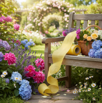Product Wreath ribbon moiré wreath ribbon yellow 175mm 25m