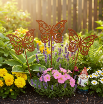 Product Flower plug metal rust butterfly decoration 10×7cm 3pcs