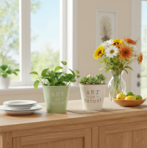 Product Art of Nature planter with lettering, decoration for windowsill and living room, 15cm, 2 pieces