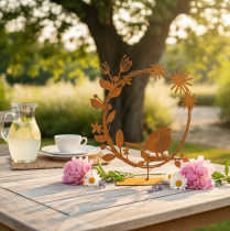 Product Bird decorative flower tealight holder rust look 24×27×6cm