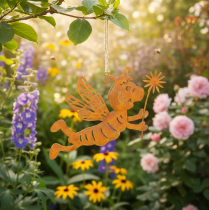 Product Hanging bee decoration, rust-colored metal, summer decoration, 12cm, 6 pieces