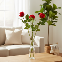 Product Rose branch silk flower artificial rose red 72cm 3pcs