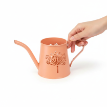 Product Metal decorative watering cans, orange dandelion design, tealight holders, 12cm, 2 pieces