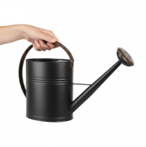 Product Decorative vintage metal watering can, black and olive green, 60x19x38cm, eye-catching for balcony or conservatory