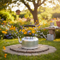 Product Metal Zinc-Look Vintage Teapot Planter Ø19cm H15cm Silver