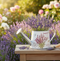 Product Decorative metal watering can, lavender, retro garden design, 30×11×14.5cm