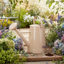 Product Metal decorative watering can, sand-colored vintage design, for plants &amp; dried flowers, 50×22.5×39cm