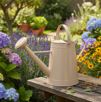 Product Metal decorative watering can, sand-colored vintage design, for plants &amp; dried flowers, 50×22.5×39cm