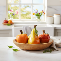 Product Artificial Fruit Set Apple Pear Decorative Item Autumn 12cm 3pcs