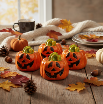 Product Decorative ceramic pumpkin figurine for autumn and Halloween, 8cm