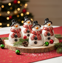 Product Snowman figurine with red scarf, Christmas decoration, 10cm