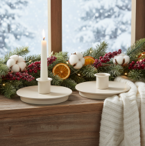 Product Cream-Coloured Round Metal Candle Holders for Taper Candles 10cm Set of 2