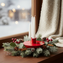 Product Compact Red Metal Candle Holders for Taper Candles, 10 cm, Set of 2