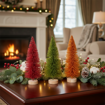 Product Kunststoff Christmas Table Trees, 31 cm, Set of 3 (Green, Red, Orange)