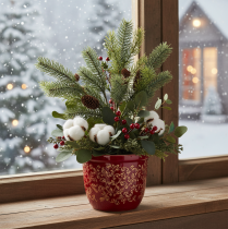 Product Artificial Pine Branch with Cones, 41cm, Green